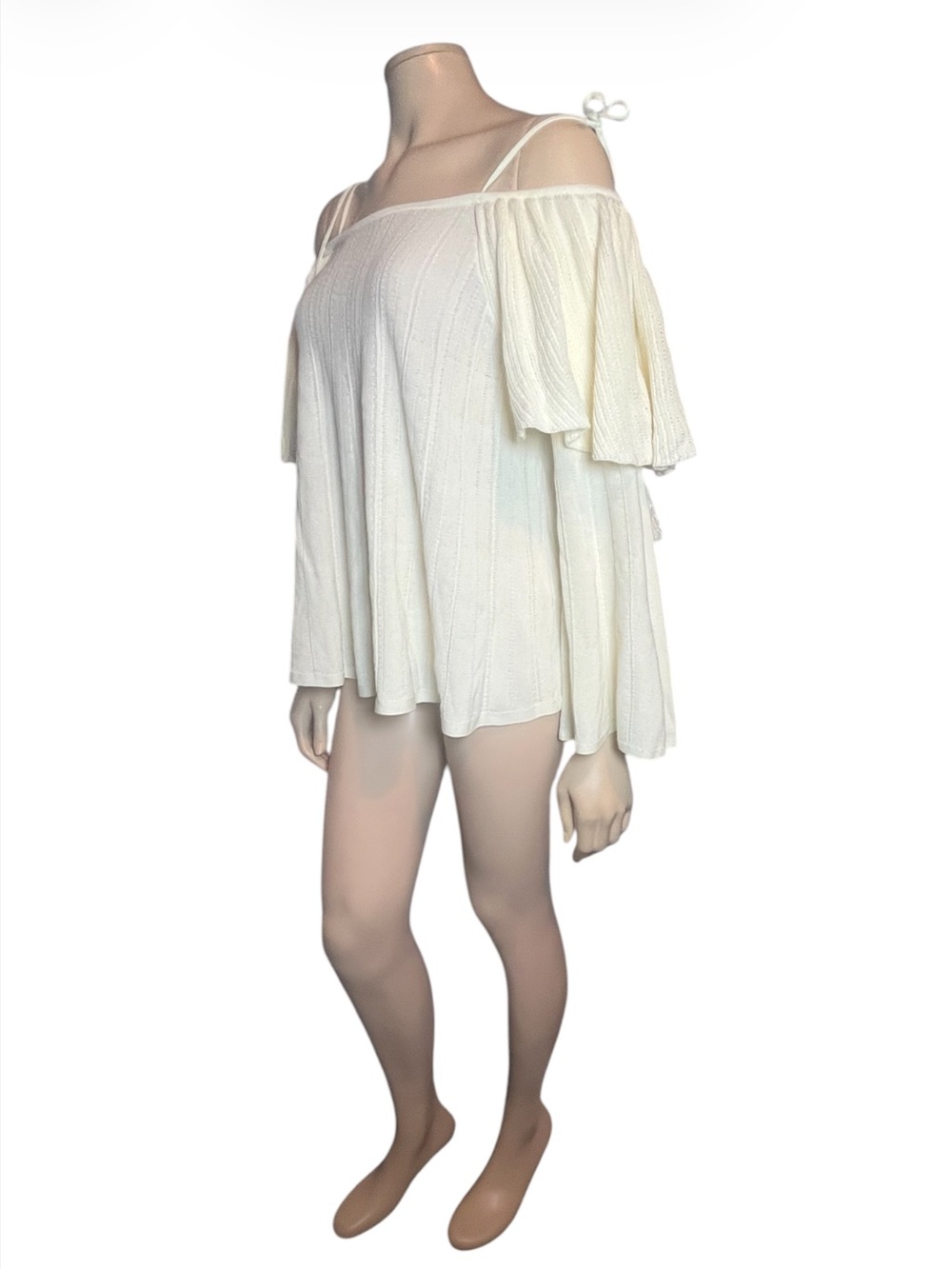 ba&sh Vala Cream Off-Shoulder Knit Top with Tassel Ties - Picture 9 of 16